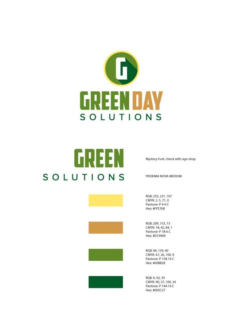 GreenDay Solutions Logo Design Font & Color Guide