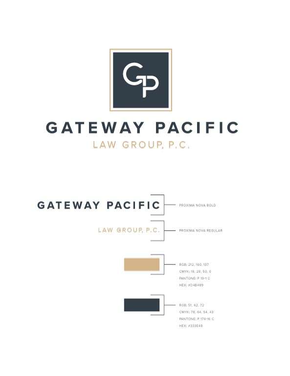 Gateway Pacific GP monogram logo fonts and color guide
