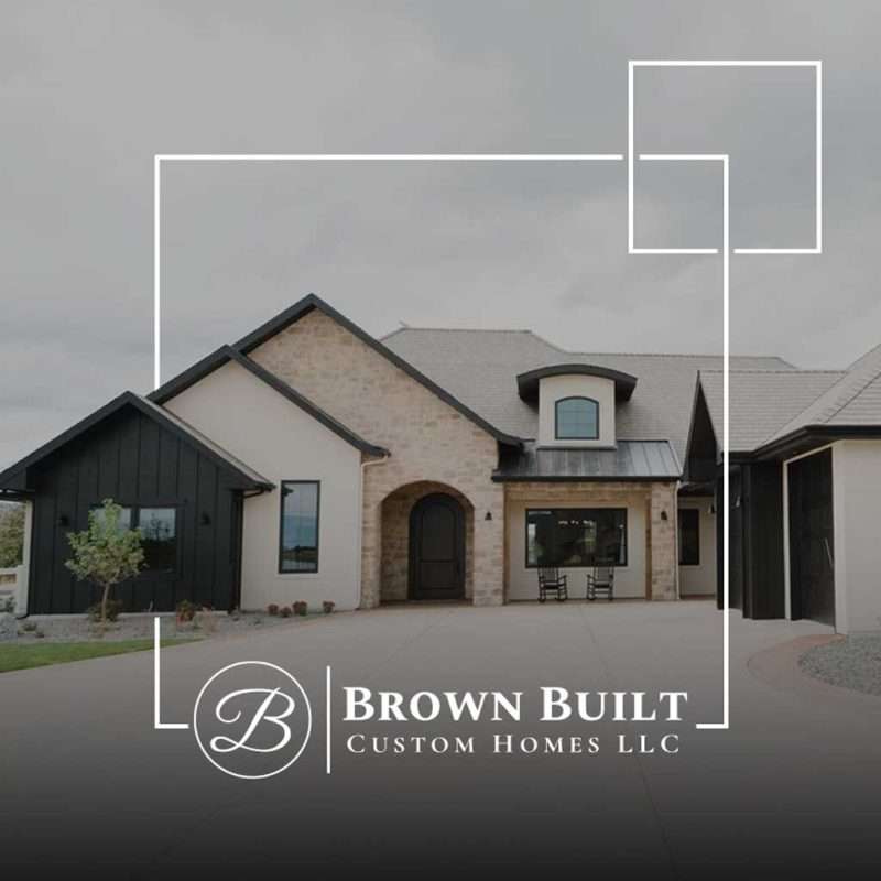 Brown Built Custo Homes featured image featuring their logo overlaid on the 2023 parade of homes winning house built by their team.